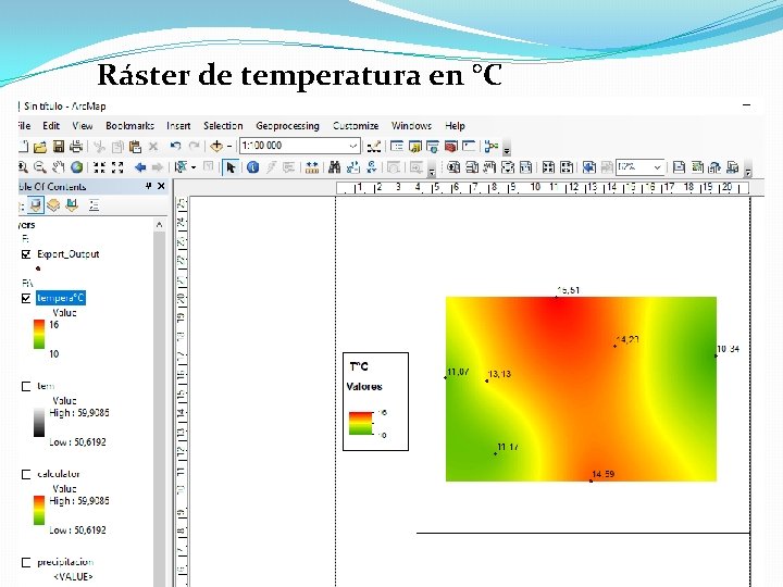 Ráster de temperatura en °C 