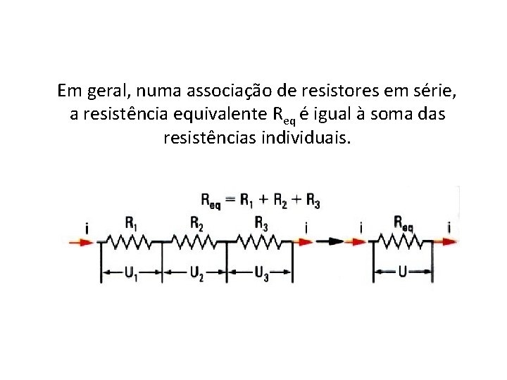 Em geral, numa associação de resistores em série, a resistência equivalente Req é igual