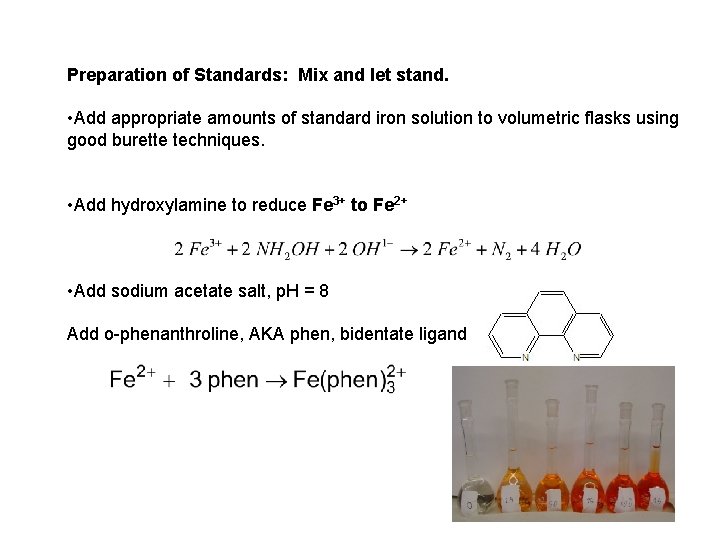 Preparation of Standards: Mix and let stand. • Add appropriate amounts of standard iron
