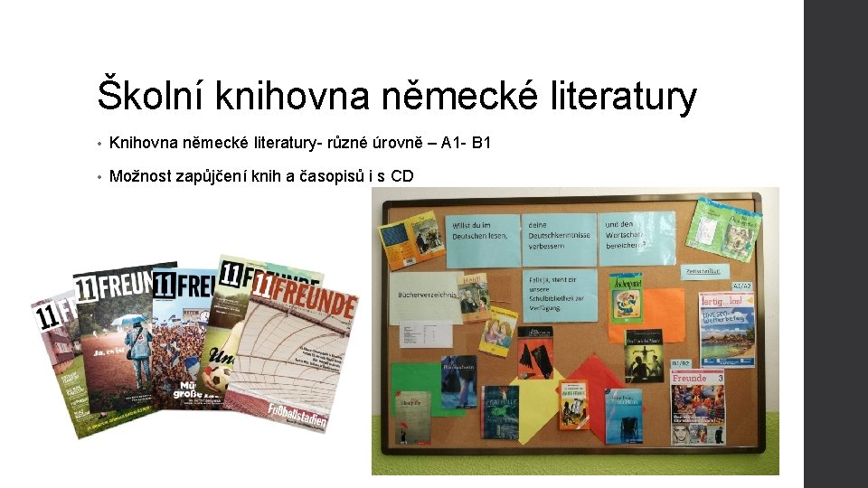 Školní knihovna německé literatury • Knihovna německé literatury- různé úrovně – A 1 -