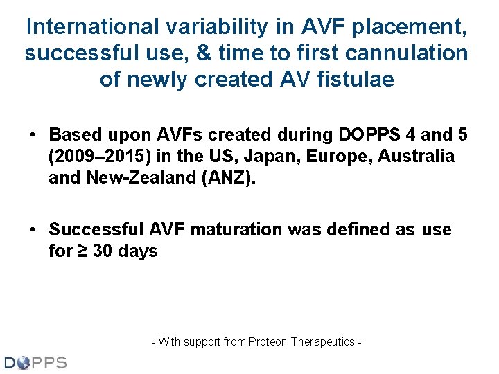 International variability in AVF placement, successful use, & time to first cannulation of newly