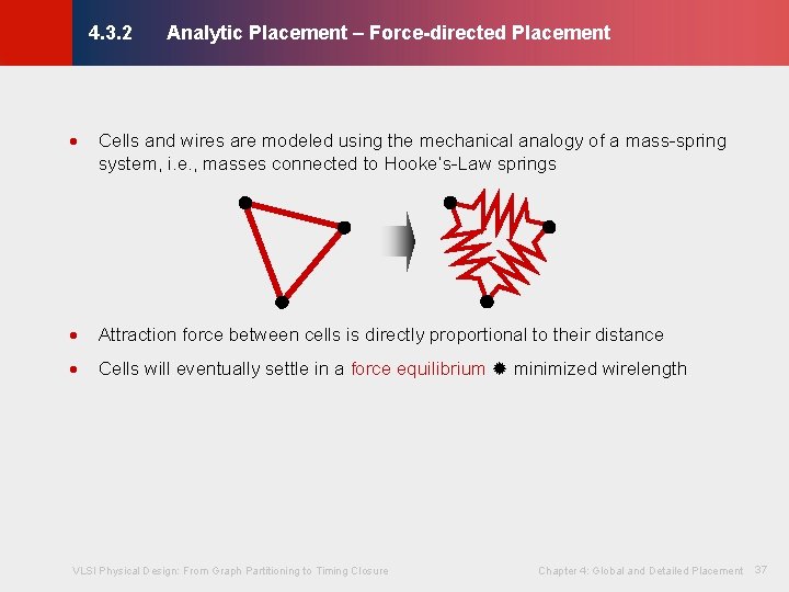 Analytic Placement – Force-directed Placement · Cells and wires are modeled using the mechanical