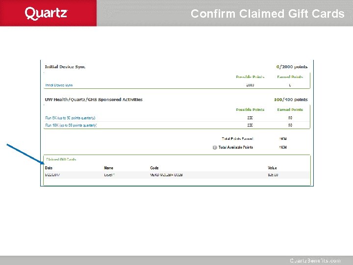 Confirm Claimed Gift Cards 