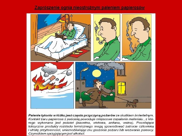 Zaprószenie ognia nieostrożnym paleniem papierosów Zaprószenie ognia nieostrożnym paleniem papierosów