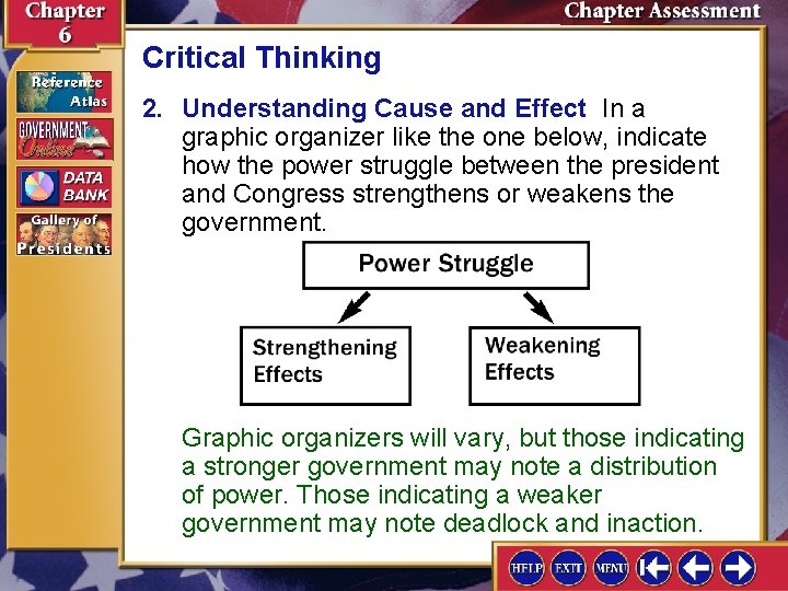 Critical Thinking 2. Understanding Cause and Effect In a graphic organizer like the one