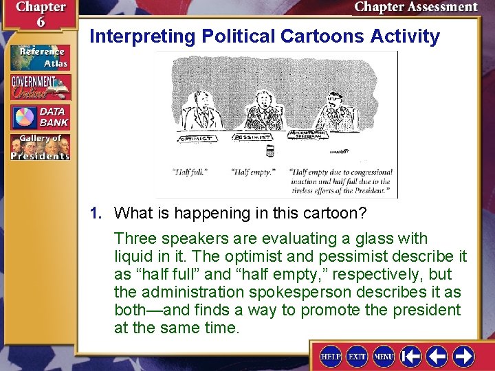 Interpreting Political Cartoons Activity 1. What is happening in this cartoon? Three speakers are