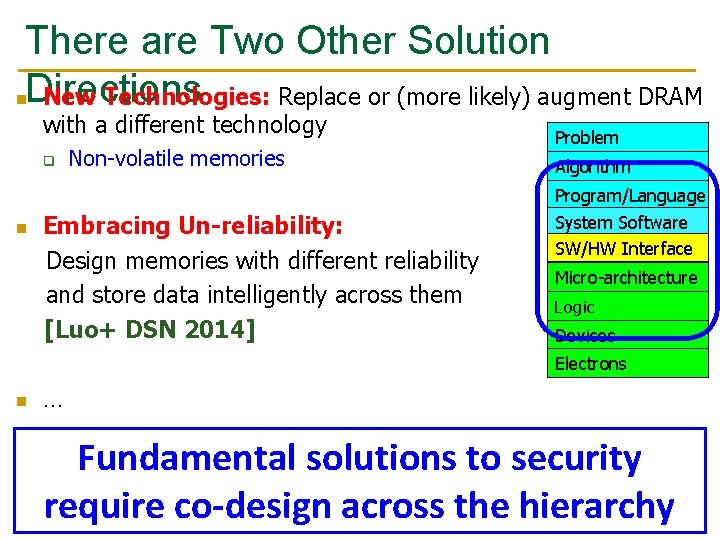 There are Two Other Solution n. Directions New Technologies: Replace or (more likely) augment