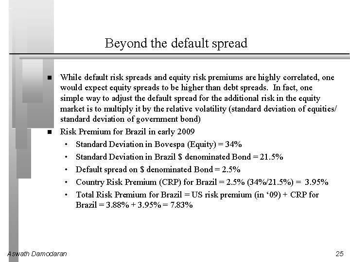 Beyond the default spread While default risk spreads and equity risk premiums are highly