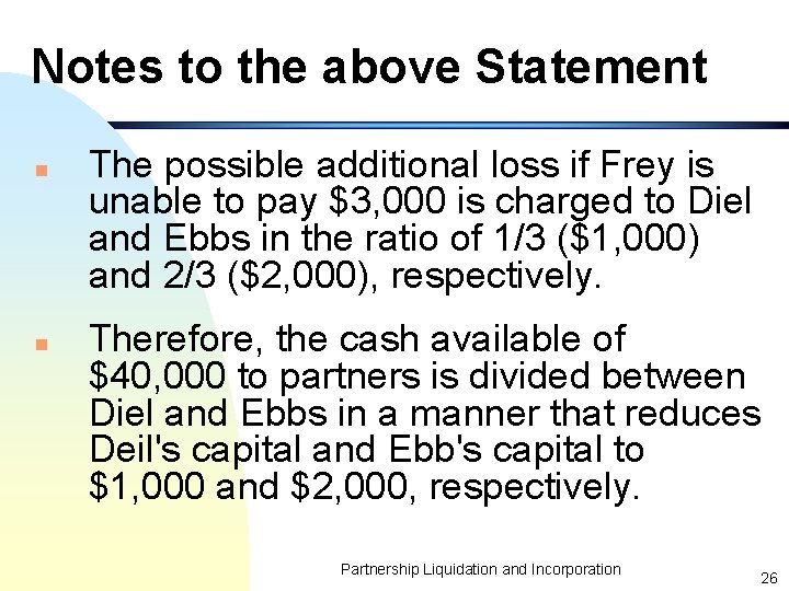 Notes to the above Statement n n The possible additional loss if Frey is