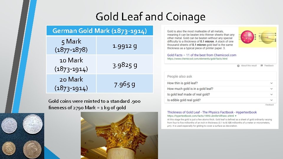 Gold Leaf and Coinage German Gold Mark (1873 -1914) 5 Mark 1. 9912 g Gold Leaf and Coinage German Gold Mark (1873 -1914) 5 Mark 1. 9912 g