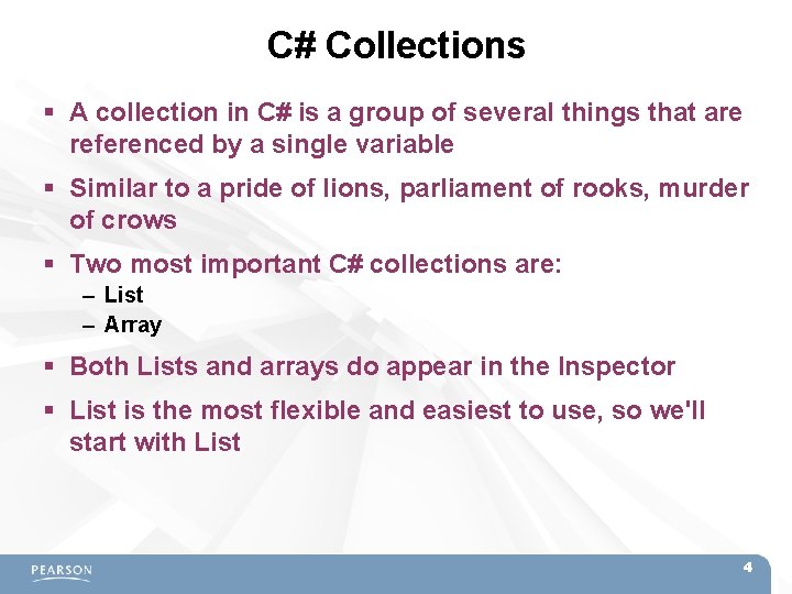 C# Collections A collection in C# is a group of several things that are