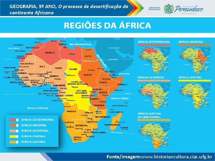 GEOGRAFIA, 9º ANO, O processo de desertificação do continente Africano Fonte/imagem: www. historiaecultura. ciar.