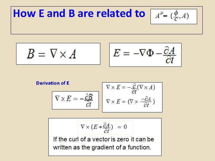 How E and B are related to Derivation of E 