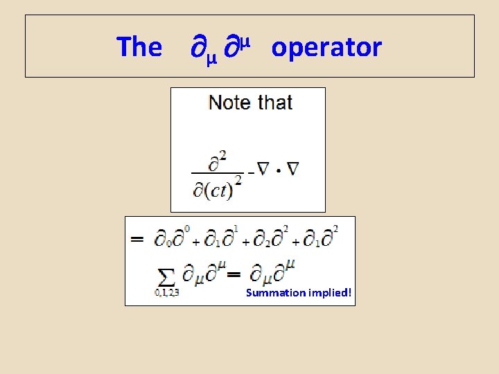 The µ µ operator Summation implied! 