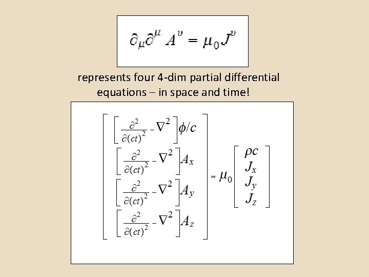 represents four 4 -dim partial differential equations – in space and time! 