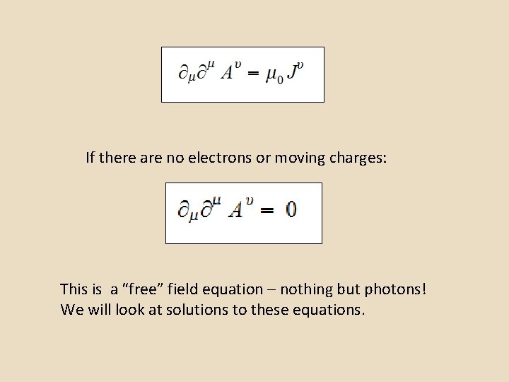 If there are no electrons or moving charges: This is a “free” field equation