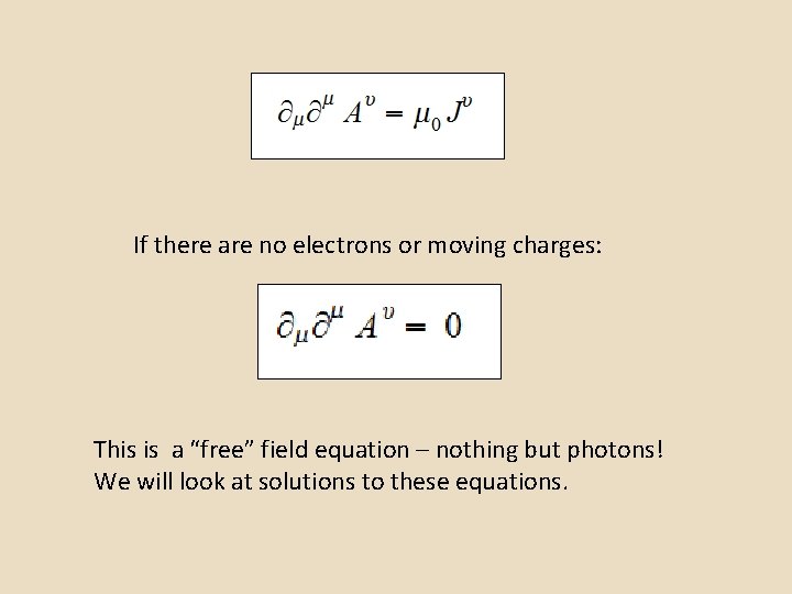 If there are no electrons or moving charges: This is a “free” field equation