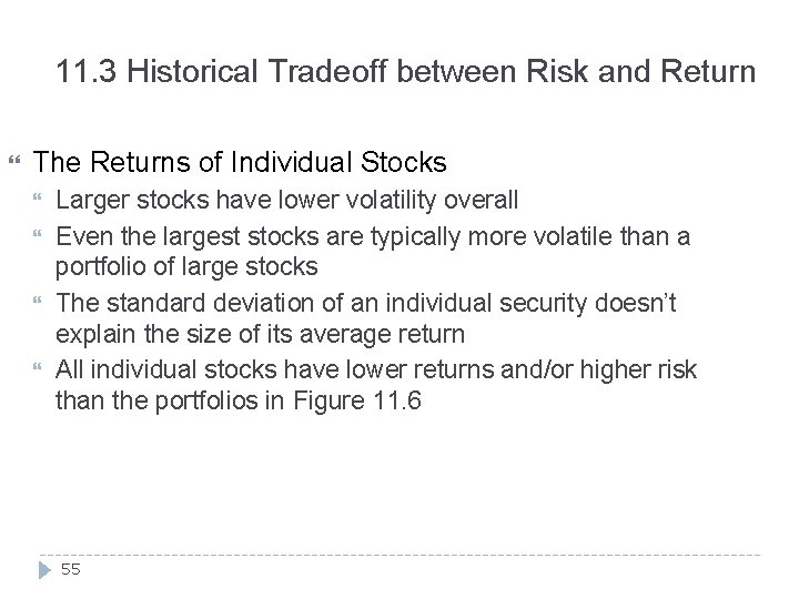 11. 3 Historical Tradeoff between Risk and Return The Returns of Individual Stocks Larger