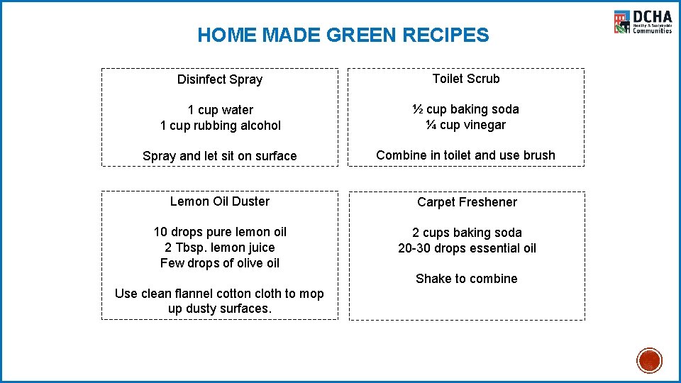  HOME MADE GREEN RECIPES Disinfect Spray Toilet Scrub 1 cup water 1 cup