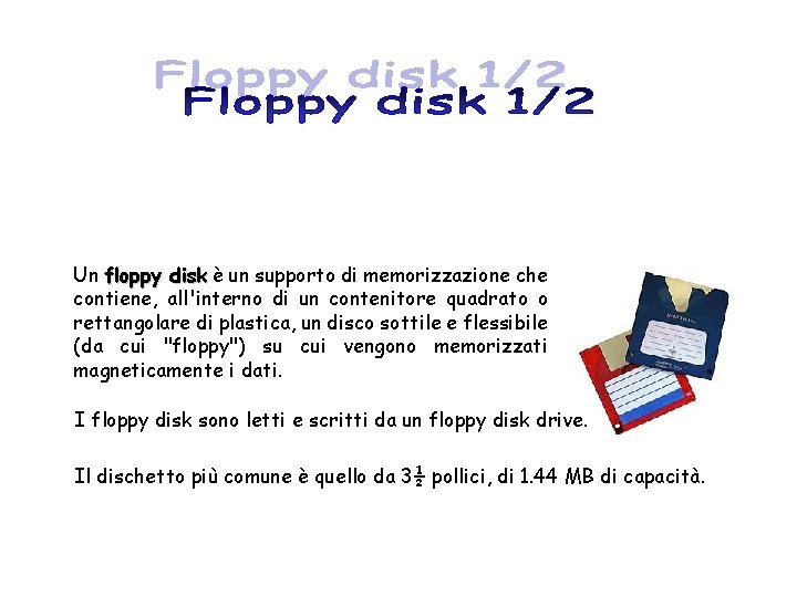 Un floppy disk è un supporto di memorizzazione che contiene, all'interno di un contenitore