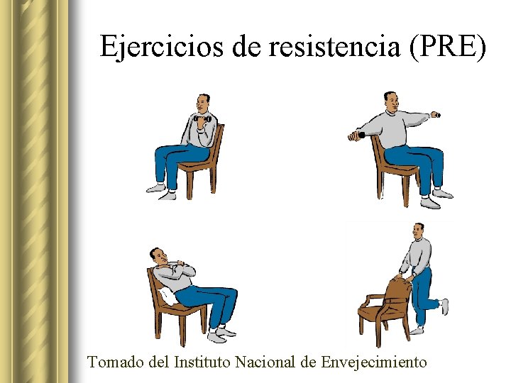 Ejercicios de resistencia (PRE) Tomado del Instituto Nacional de Envejecimiento 