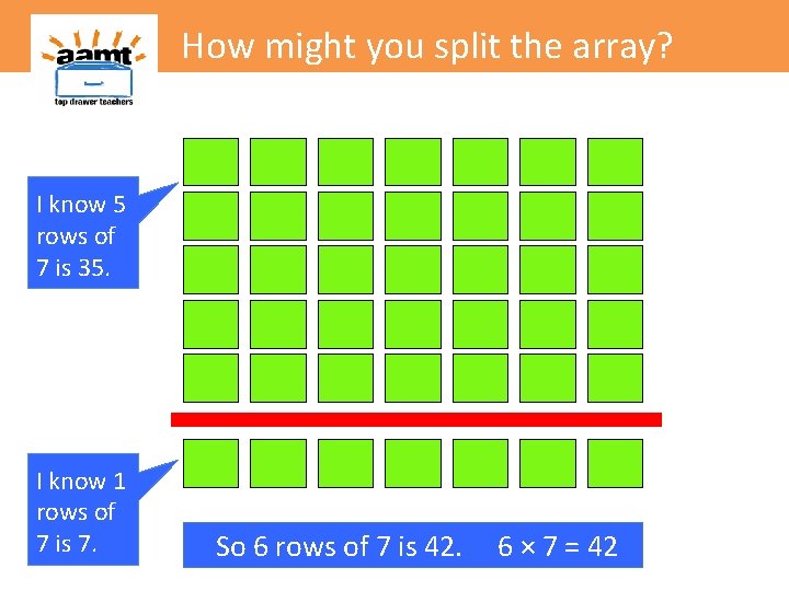 How might you split the array? I know 5 rows of 7 is 35