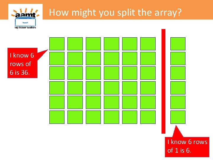 How might you split the array? I know 6 rows of 6 is 36.