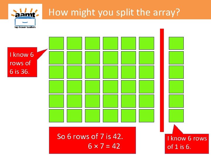 How might you split the array? I know 6 rows of 6 is 36.