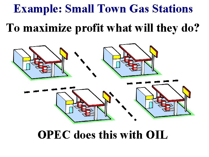 Example: Small Town Gas Stations To maximize profit what will they do? OPEC does