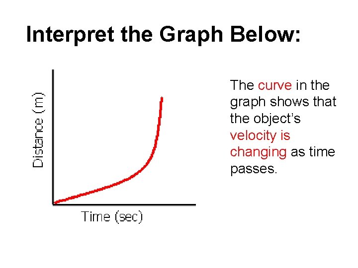 Interpret the Graph Below: The curve in the graph shows that the object’s velocity