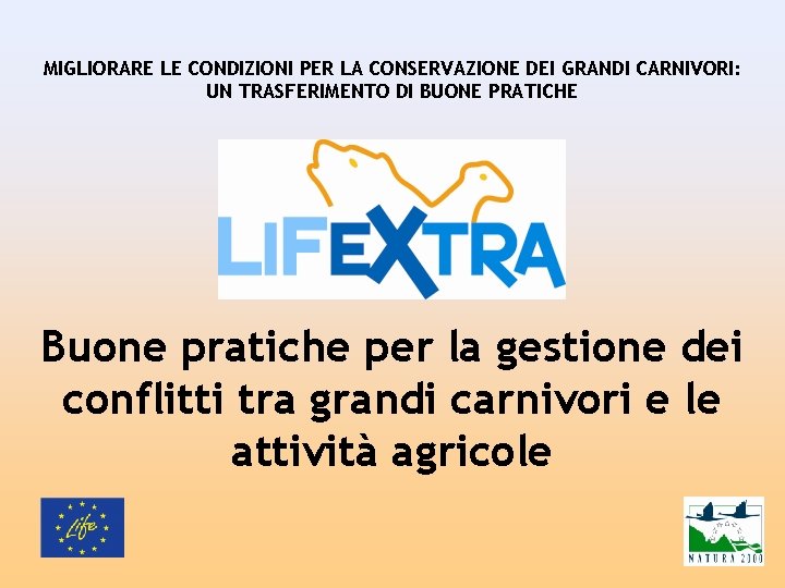 MIGLIORARE LE CONDIZIONI PER LA CONSERVAZIONE DEI GRANDI CARNIVORI: UN TRASFERIMENTO DI BUONE PRATICHE