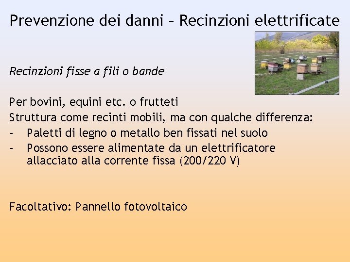 Prevenzione dei danni – Recinzioni elettrificate Recinzioni fisse a fili o bande Per bovini,