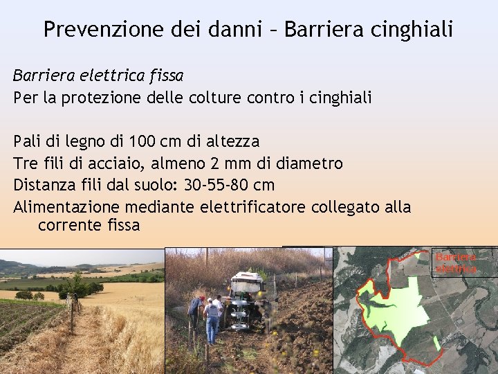 Prevenzione dei danni – Barriera cinghiali Barriera elettrica fissa Per la protezione delle colture