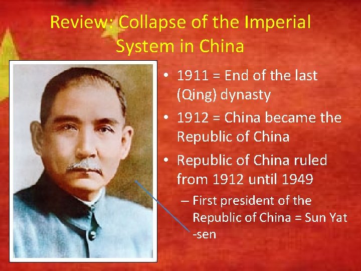 Review: Collapse of the Imperial System in China • 1911 = End of the