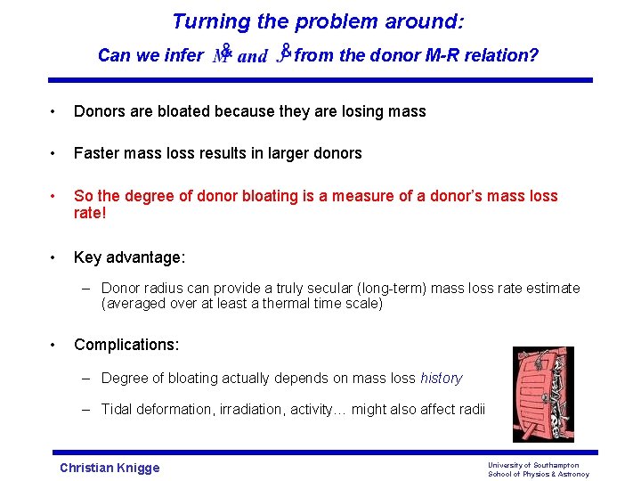 Turning the problem around: Can we inferddddd ddfrom the donor M-R relation? • Donors