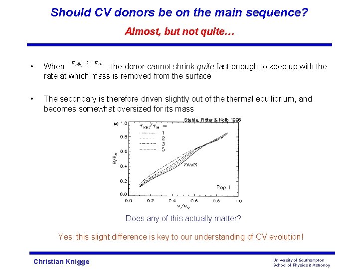 Should CV donors be on the main sequence? Almost, but not quite… • When