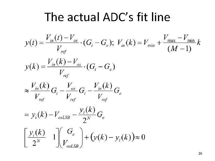 The actual ADC’s fit line 29 