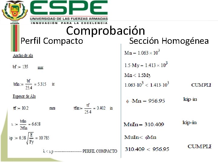 Comprobación Perfil Compacto Sección Homogénea 