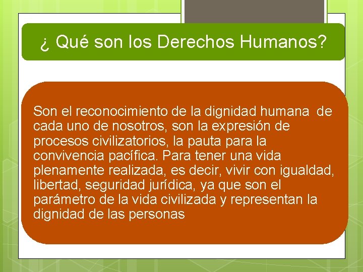 ¿ Qué son los Derechos Humanos? Son el reconocimiento de la dignidad humana de ¿ Qué son los Derechos Humanos? Son el reconocimiento de la dignidad humana de