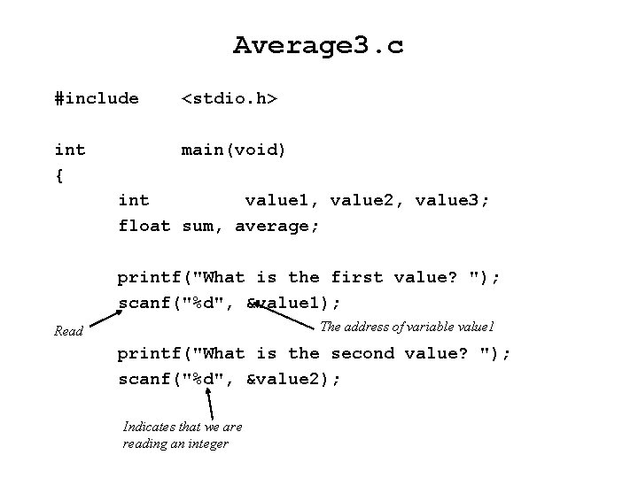 Average 3. c #include <stdio. h> int { main(void) int value 1, value 2,