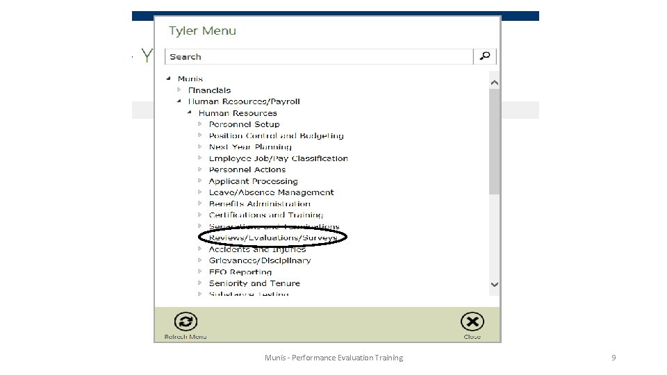 Munis - Performance Evaluation Training 9 