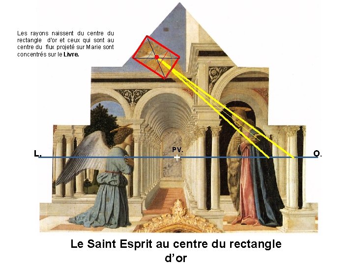 Les rayons naissent du centre du rectangle d’or et ceux qui sont au centre Les rayons naissent du centre du rectangle d’or et ceux qui sont au centre