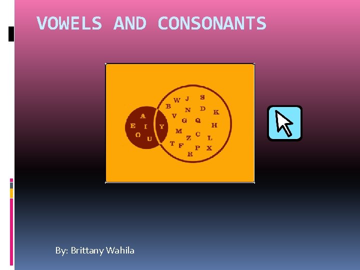 VOWELS AND CONSONANTS By: Brittany Wahila 