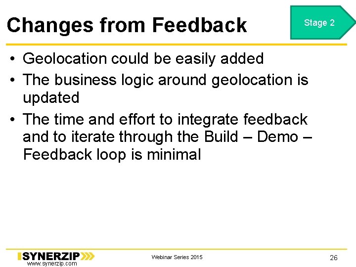 Changes from Feedback Stage 2 • Geolocation could be easily added • The business Changes from Feedback Stage 2 • Geolocation could be easily added • The business