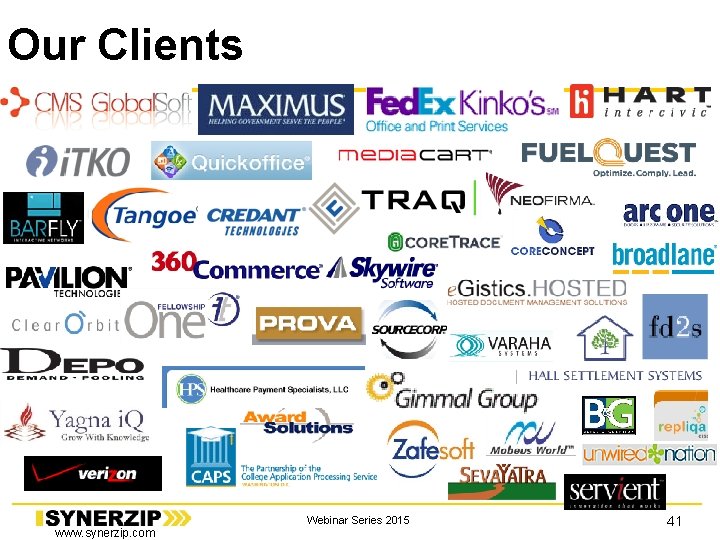 Our Clients www. synerzip. com Webinar Series 2015 41 Our Clients www. synerzip. com Webinar Series 2015 41