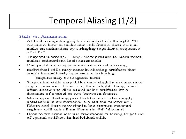Temporal Aliasing (1/2) 27 