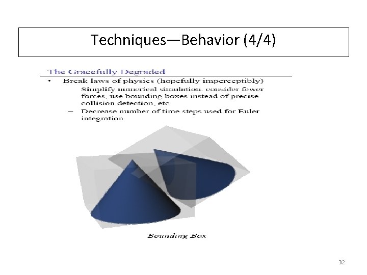 Techniques—Behavior (4/4) 32 