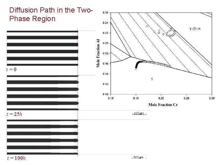 Diffusion Path in the Two. Phase Region t=0 t = 25 h t = Diffusion Path in the Two. Phase Region t=0 t = 25 h t =