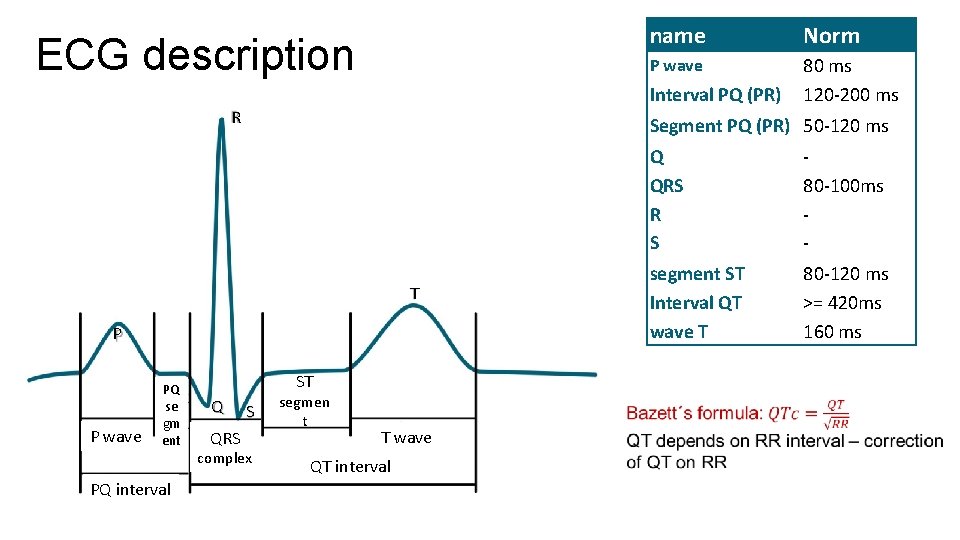 ECG description P P wave PQ interval ST QRS P wave 80 ms 120