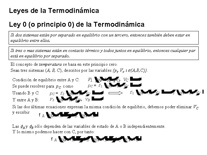 Leyes de la Termodinámica Ley 0 (o principio 0) de la Termodinámica Si dos